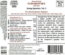 Peter Iljitsch Tschaikowsky (1840-1893): Die Streichquartette Vol.2, CD