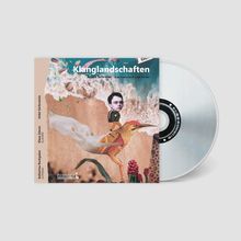 „Klanglandschaften“ Anno Schreier. Cover mit surrealer Collage: Mensch-Vogel-Hybrid läuft am Strand. CD daneben.