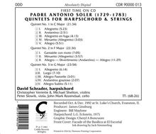 Antonio Soler (1729-1783): Quintette für Cembalo &amp; Streicher Nr.1-3, CD