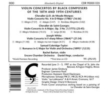 Rachel Barton - Violin Concertos by Black Composers of the 18th &amp; 19th Century, CD