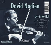 "David Nadien Live in Recital: Mozart, Beethoven, Franck. Mit Jacques Abram. Schwarz-weiß, Mann spielt Geige."