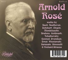 "Arnold Rosé; works by Bach, Beethoven, Schubert, Chopin, Mendelssohn." Sepia-Fotoporträt eines älteren Mannes.