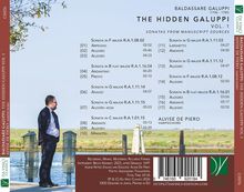 Albumtitel: BALDASSARE GALUPPI, THE HIDDEN GALUPPI VOL. 1.  
Interpret: ALVISE DE PIERO.  
Kompositionen: Sonaten in F, B und C-Dur.  
Szene: Ein Mann steht am Wasser, trägt einen Anzug.  
Hintergrund: Wasser und Natur.  
Label-Logo: Da Vinci Classics.  
