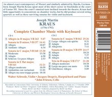 Joseph Martin Kraus (1756-1792): Sonaten für Violine &amp; Klavier/Cembalo, 2 CDs