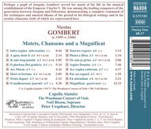 Nicolas Gombert (1495-1560): Motetten,Chansons,Magnificat, CD