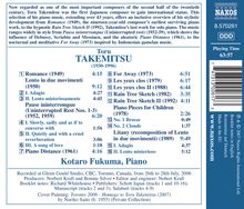 Toru Takemitsu (1930-1996): Klavierwerke, CD