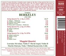 Lennox Berkeley (1903-1989): Streichquartette Nr.1-3, CD
