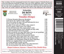 Sebastian Duron (1660-1716): Tonadas (Lieder), CD