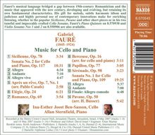 Gabriel Faure (1845-1924): Sonaten für Cello &amp; Klavier Nr.1 &amp; 2 (opp.109 &amp; 117), CD