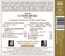 Witold Lutoslawski (1913-1994): Musik für Violine &amp; Klavier, CD