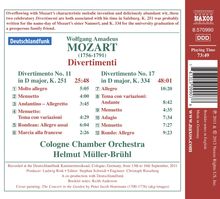 Wolfgang Amadeus Mozart (1756-1791): Divertimenti KV 251 &amp; 334, CD