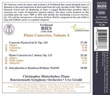 Ferdinand Ries (1784-1838): Klavierkonzerte Vol.4, CD