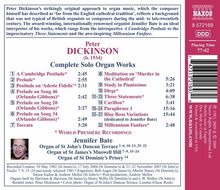 Peter Dickinson (geb. 1934): Sämtliche Orgelwerke, CD