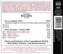 Leonardo Balada (geb. 1933): No-res für Erzähler,Chor,Orchester &amp; Tape, CD