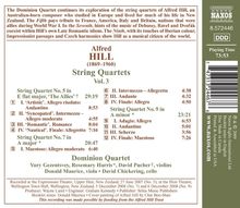 Alfred Hill (1870-1960): Streichquartette Vol.3, CD