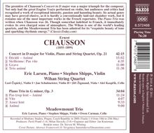 Ernest Chausson (1855-1899): Konzert für Klavier,Violine &amp; Streichquart.op.21, CD