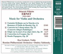 Heinrich Wilhelm Ernst (1814-1865): Musik für Violine &amp; Orchester, CD