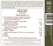 Wolfgang Amadeus Mozart (1756-1791): Sonaten für Violine &amp; Klavier Vol.6, CD