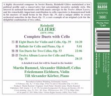 Reinhold Gliere (1875-1956): Sämtliche Duette mit Cello, CD