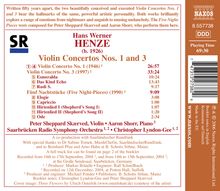 Hans Werner Henze (1926-2012): Violinkonzerte Nr.1 &amp; 3, CD