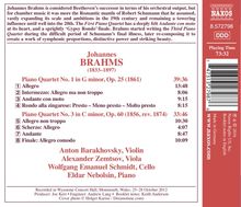 Johannes Brahms (1833-1897): Klavierquartette Nr.1 &amp; 3, CD