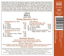 Alfred Hill (1870-1960): Streichquartette Vol.4, CD