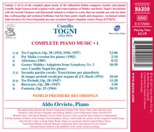 Camillo Togni (1922-1993): Sämtliche Klavierwerke Vol.1, CD