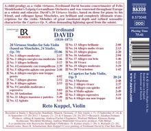 Ferdinand David (1810-1873): Etüden Nr.1-20 für Violine solo (basierend auf den 24 Etüden op.70 von Moscheles), CD