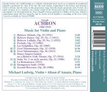 Joseph Isidor Achron (1886-1943): Werke für Violine &amp; Klavier, CD