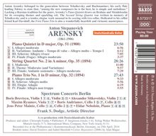 Anton Arensky (1861-1906): Kammermusik, CD