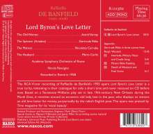 Raffaello de Banfield (1922-2008): Una Lettera d'amore di Lord Byron, CD