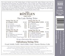 Julius Röntgen (1855-1932): Streichtrios Nr.13-16, CD