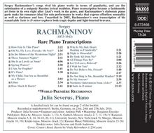 Sergej Rachmaninoff (1873-1943): Lied-Transkriptionen für Klavier, CD