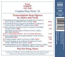 Franz Liszt (1811-1886): Klavierwerke Vol.52 - Transkriptionen aus Opern von Auber &amp; Verdi, CD