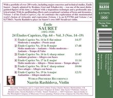 Emile Sauret (1852-1920): 24 Etudes-Caprices op.64 Vol.3, CD