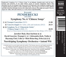 Krzysztof Penderecki (1933-2020): Symphonie Nr.6 "Chinese Songs" für Bariton &amp; Orchester, CD