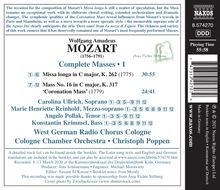 Wolfgang Amadeus Mozart (1756-1791): Sämtliche Messen Vol.1, CD