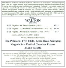 William Walton (1902-1983): Facade, CD