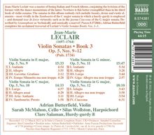 Jean Marie Leclair (1697-1764): Sonaten für Violine &amp; Bc Heft 3 Nr.9-12 (op.5 Nr.9-12), CD
