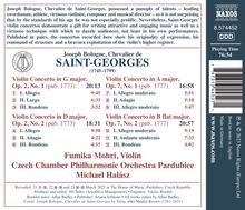 Joseph Bologne Chevalier de Saint-Georges (1745-1799): Violinkonzerte op.2 Nr.1 &amp; 2 &amp; op.7 Nr.1 &amp; 2, CD