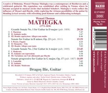 Ein Text beschreibt Werke von Wenzel Thomas Matiegka. Dragoș Ilie spielt Gitarre. Gesamtspielzeit: 76:33 Minuten.