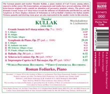 CD-Cover mit Werken von Theodor Kullak. Details zu Stücken, Spielzeit 72:06. Weltpremiere-Aufnahme, Piano: Roman Fediurko.