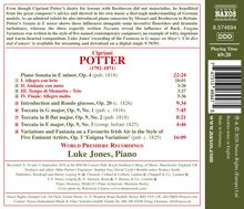 Cipriani Potter, Werke mit Luke Jones am Klavier, Weltpremiere-Aufnahmen, Gesamtspielzeit: 69:20 Minuten.