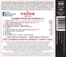 Leó Weiner, Complete Works for Orchestra • 5. MÁV Symphony Orchestra, Budapest. 11:21, 26:56, 27:57.