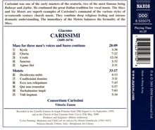 Giacomo Carissimi (1605-1674): Messe zu 3 Stimmen, CD