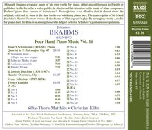 Johannes Brahms (1833-1897): Klaviermusik zu 4 Händen Vol.16, CD