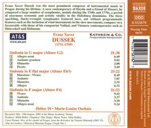 Frantisek Xaver Dussek (1731-1799): Symphonien in G,Es,F (Altner G2,Es3,F4), CD