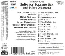 Florian Ross (geb. 1972): Suite For Soprano Sax &amp; String Orchestra, CD