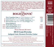 Dušan Bogdanović: Drei neapolitanische Lieder, World Music Primer, Look at the Big Birds, Music Garden Suite. Duo Göni-Perretta.