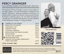 Percy Grainger (1882-1961): Folk-Inspired Works für Klavier 4-händig &amp; 2 Klaviere, CD